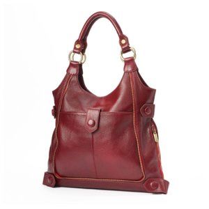 Amerileather RED Leather Judelle Satchel Purse Large Universal Shoulder Bag